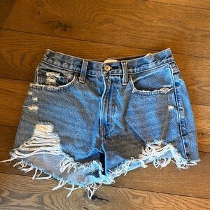 Abercrombie & Fitch Ripped Blue Jean Shorts